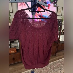 SHEIN Burgundy Knit Sweater - Crew Neck